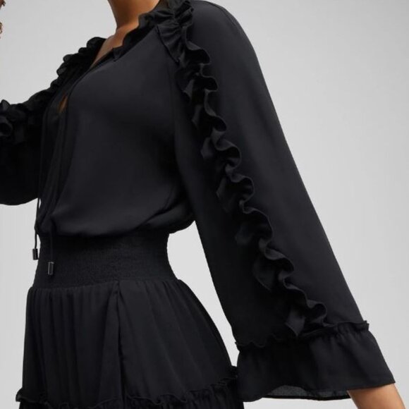 NWT CHICOS RUFFLE BELL SLEEVE DRESS SIZE 1.5 - Picture 4 of 4